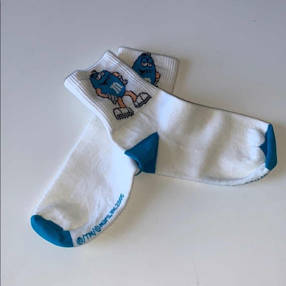 M&M Kids White With Blue M&Ms Socks